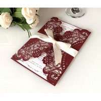 Red Wedding Invitation Thank You Card Laser Cut Slap-up Invitation Card